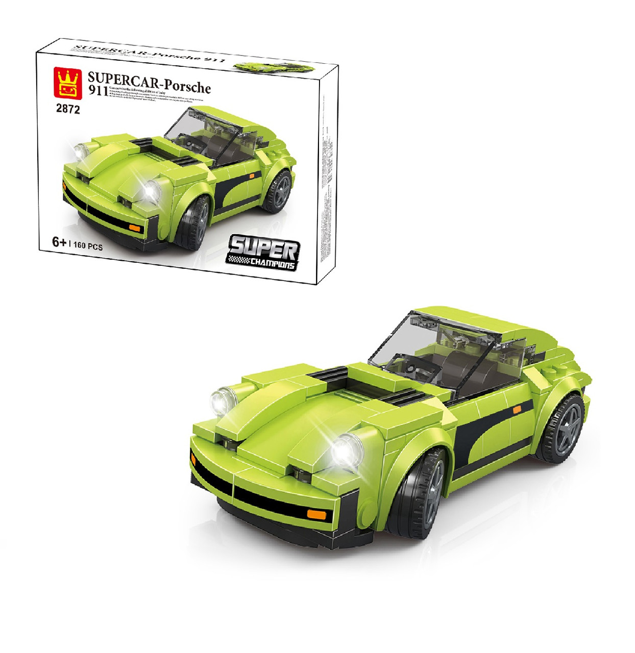 Конструктор Porshe S72 Supercar Wange 2872, Суперкар Порше, 161 дет., блоковий, машинка іграшка