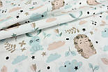 Лоскуток. Тканина бавовняна "Їжачки та зайчики" на білому тлі 127*150 см, фото 5
