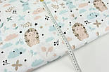 Лоскуток. Тканина бавовняна "Їжачки та зайчики" на білому тлі 127*150 см, фото 6