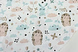 Лоскуток. Тканина бавовняна "Їжачки та зайчики" на білому тлі 127*150 см, фото 2