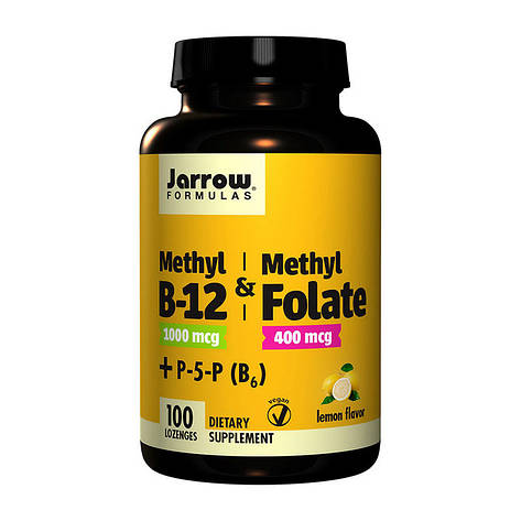 Methyl B12 1000 mcg & Methyl Folate 400 mcg plus P-5-P B6 (100 lozenges, lemon), фото 1