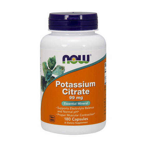 NOW Potassium Citrate 99 mg (180 caps), фото 1