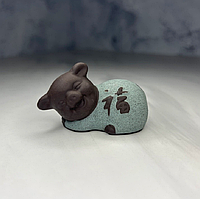 Чайна фігурка (Ча Шень) «Порося» (3), блакитна, 4,5*6,5 см, глина