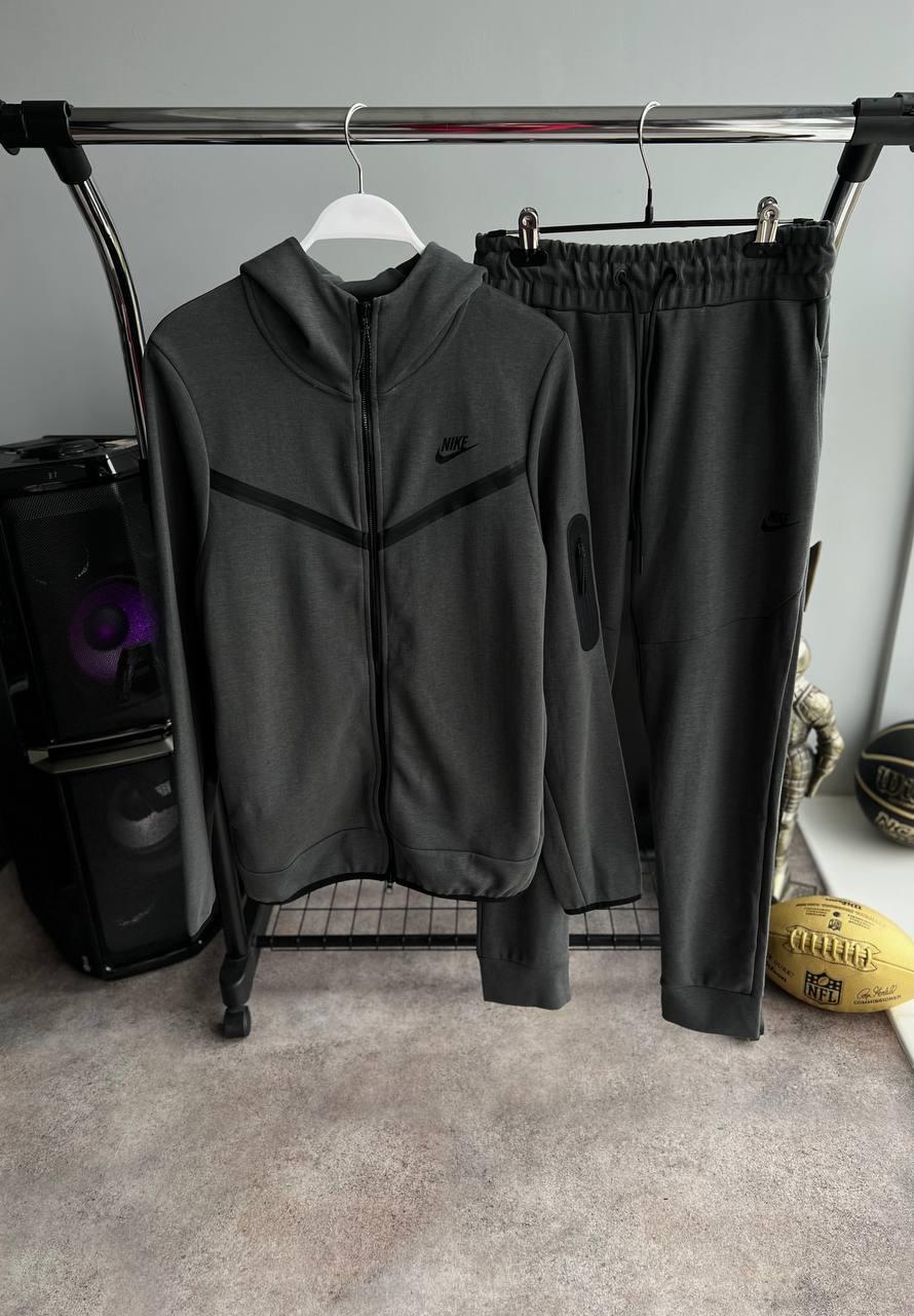 Спортивний костюм чоловічий сірий весна-осінь з капюшоном Nike Grey (Найк), фото 1