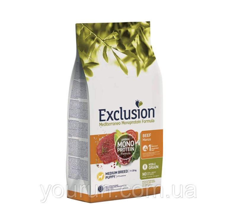 Exclusion Puppy Beef Medium Breed-Монопротеїновий корм для цуценят середніх порід з яловичиною 12 кг