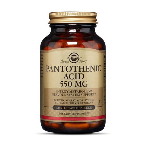 Solgar Pantothenic Acid 550 mg (100 veg caps), фото 1