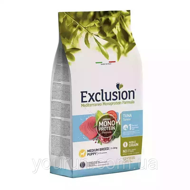 Exclusion Puppy Tuna Medium Breed - Монопротеїновий корм для цуценят середніх порід з тунцем 3 кг