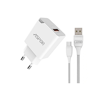 Мережевий зарядний пристрій Aspor A822 Fast Charger (USB/3A/18W)- білий