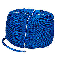 Веревка полиэстер якорная для швартовки трехпрядная 14mm*200m синяя