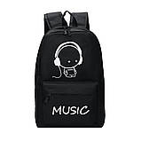 Дефект! Фосфорний рюкзак шкільний портфель чоловічий жіночий світиться Music, фото 2