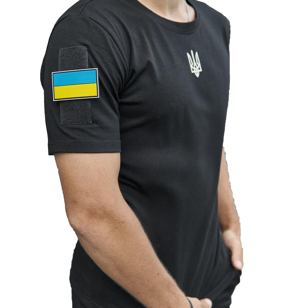 Мужская тактическая футболка с липучкой для шеврона/ Футболка з Гербом ...