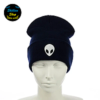 Молодежная шапка бини - Инопланетянин - Темно-синий