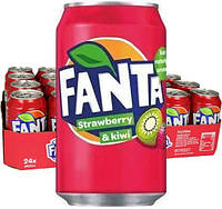 Напій Fanta Strawberry&Kiwi жб, 24 банки х 330 мл