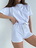 Стильні жіночі літні шорти з турецького трикотажу (Розміри XS(42), S(44)), Білі