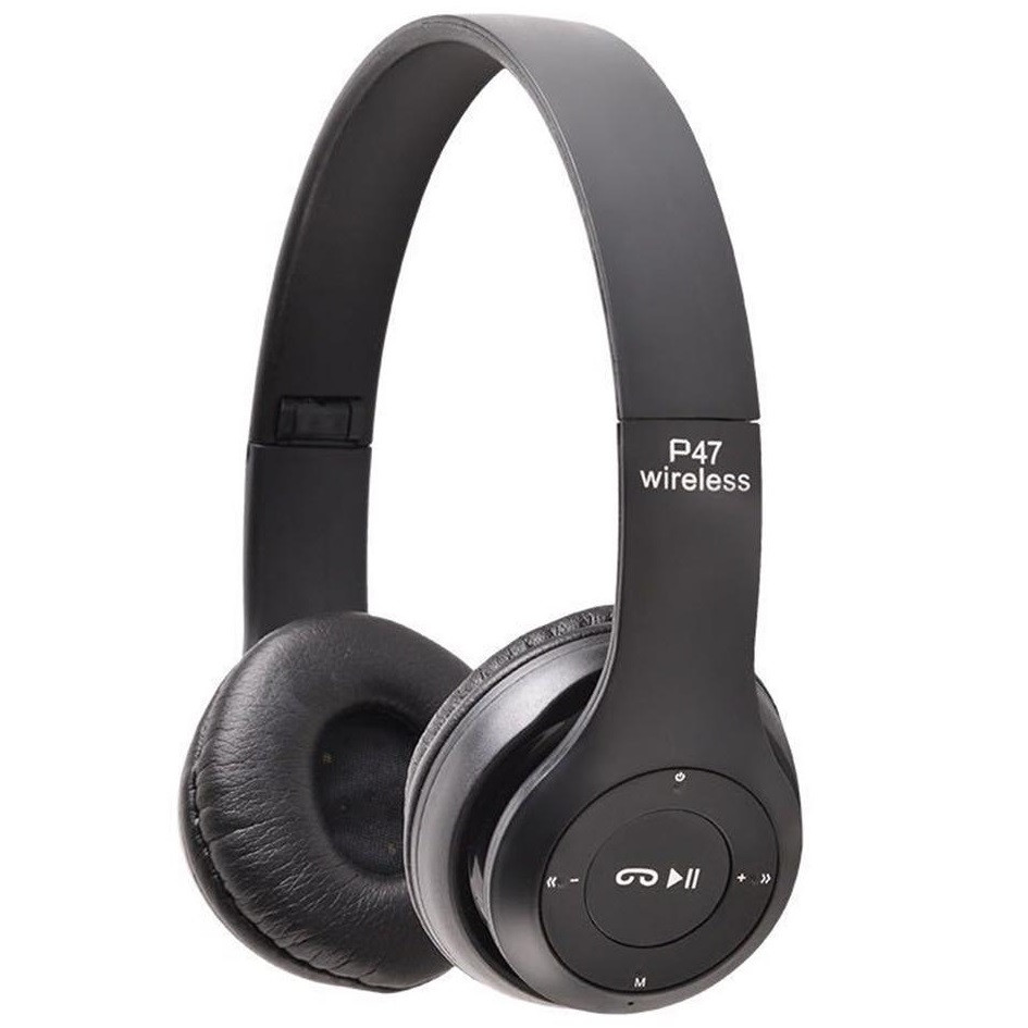 Бездротові навушники з мікрофоном Wireless Headphone P47 |SD Card| Чорний