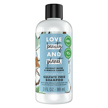 Органічний шампунь для ущільнення волосся Love Beauty And Planet Shampoo Coconut Water & Mimosa Flower 89 мл