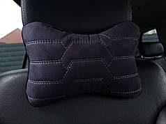 Подушка на підголівник, ЗАМША, колір чорний, нитка графітова