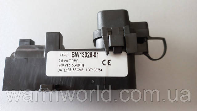 Type: BW13026-01 2.5 VA T.95°C 230 Vac 50-60 Hz DATE: 3615BGVB LOT:38754