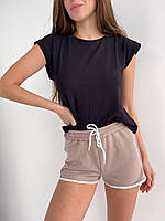 Стильні жіночі літні шорти з турецького трикотажу (Розміри XS(42), S(44)), Бежеві