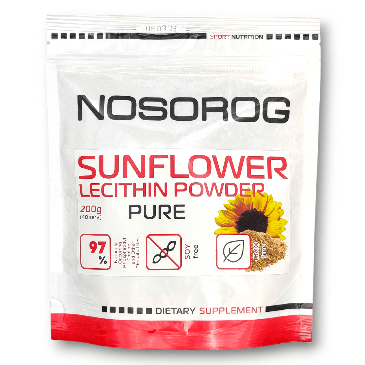 Соняшниковий лецитін Nosorog Sunflower Lecithin Powder, 200 грам, фото 1