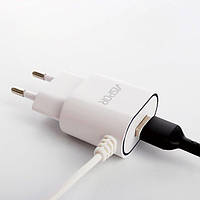 Мережевий зарядний пристрій Aspor A802 Plus (1USB/2.4A) LED + USB кабель Type-C- білий