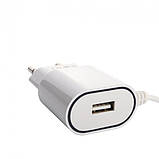 Мережевий зарядний пристрій Aspor A802 Plus (1USB/2.4A) LED + USB кабель Type-C- білий, фото 4