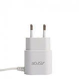 Мережевий зарядний пристрій Aspor A802 Plus (1USB/2.4A) LED + USB кабель Type-C- білий, фото 5