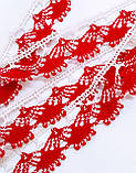 Мереживо біло червоне ширина 2,5см, фото 5