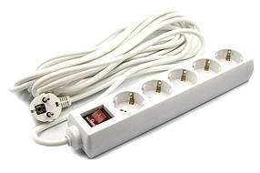 Мережевий фільтр PowerPlant 7 м, 3x1.0мм2, 8А, 5 розеток, євростандарт (JY-1052/7)
