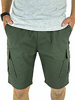 Мужские модные летние шорты с карманами/ Каттоновые летние шорты на резинке для мужчин Маями/ Олива/ Хаки