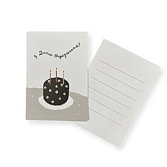 023 МІНІ-ЛИСТІВКА З Днем народження - тортик (10*7 см)