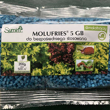Засіб від равликів і слимаків молюскоцид (лімацид) Sumin / Сумін Molufries 5 GB 200 г (Польща), фото 1