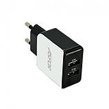Мережевий зарядний пристрій Aspor A811 (ADC P15, 2USB/2.1A) + USB кабель Type-C- білий, фото 4