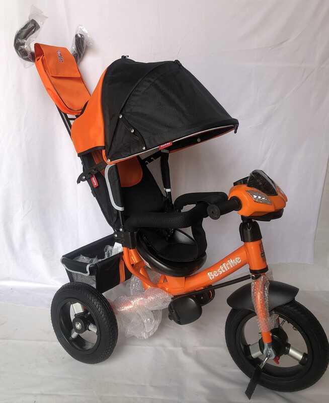 Велосипед триколісний із ручкою для батьків 3390-83-971 Best Trike надувні колеса, Фара з USB, пульт