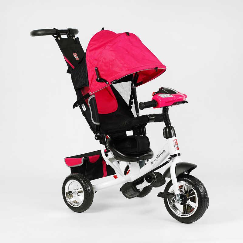Велосипед триколісний із ручкою для дівчинки Best Trike 6588-34-547 колеса Піна, музична Фара, Рожевий, фото 1