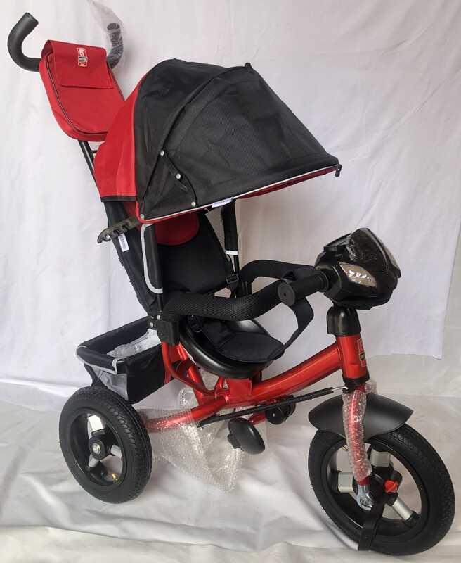 Велосипед триколісний із ручкою для батьків Best Trike 3390-25-646 надувні колеса, Фара з USB, пульт, фото 1