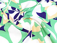 Штапель шелковистый геометрическая мозаика, зеленый