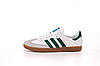 Чоловічі шкіряні кросівки Adidas Samba og Green White Black кеди Адідас Самба білі с зеленим спортивні весна осінь, фото 7