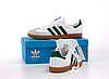 Чоловічі шкіряні кросівки Adidas Samba og Green White Black кеди Адідас Самба білі с зеленим спортивні весна осінь, фото 4