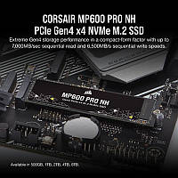 Накопитель SSD 500GB M.2 NVMe Corsair MP600 Pro NH M.2 2280 PCIe Gen4.0 x4 3D TLC (CSSD-F0500GBMP600PNH)