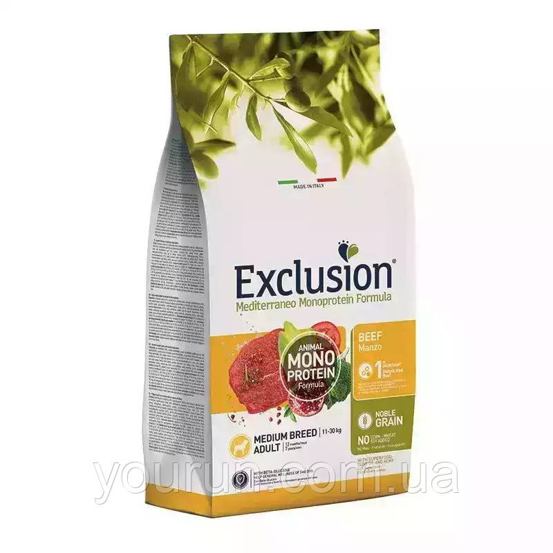 Exclusion Adult Beef Medium Breed - Монопротеїновий корм для дорослих собак середніх порід з яловичиною 3 кг