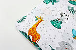 Тканина бязь "Сафарі з лапками та зеленим листям" на білому тлі № 2050, фото 7
