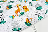 Тканина бязь "Сафарі з лапками та зеленим листям" на білому тлі № 2050, фото 5