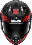 Мотошолом Shark Skwal i3 Rhad - LED матовий чорно-червоний, фото 4
