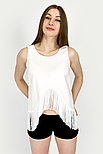 Майка з бахромою Stradivarius 8500/192/004 біла M, фото 4