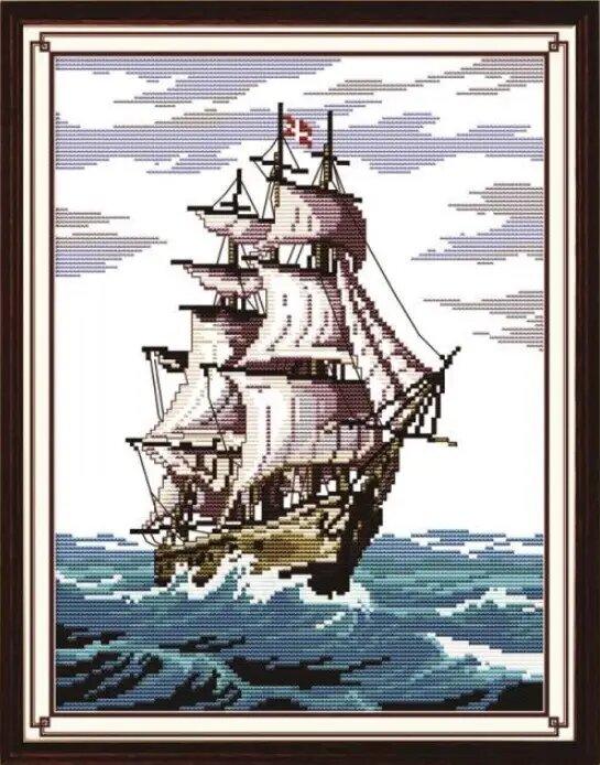 Набір для вишивання за нанесеною на канву схемою "Plain sailing 1". AIDA 14CT printed, 29*36 см
