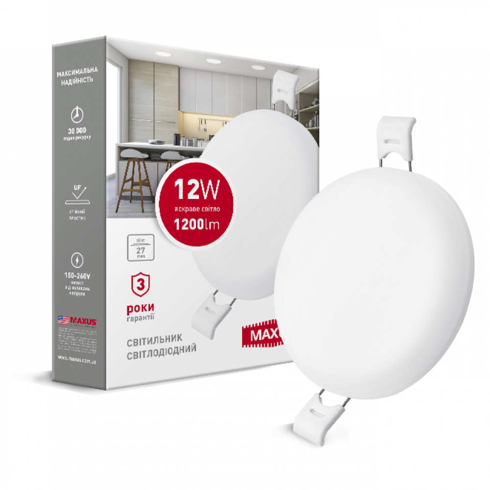 Світлодіодний світильник MAXUS SP edge 12 W круг (1-MSP-1241-C)