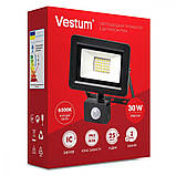 Світлодіодний прожектор Vestum LED 30 Вт 2100-2900 Лм 6500 K 220 V IP65 з датчиком руху (1-VS-3011), фото 3