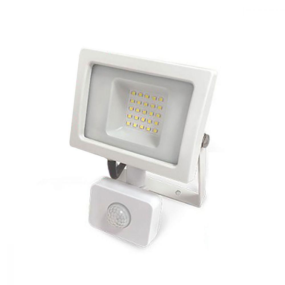 Світлодіодний прожектор Velmax LED 20 Вт 6200K 1800 Lm 220 V IP65 з датчиком руху (00-25-23) білий, фото 1