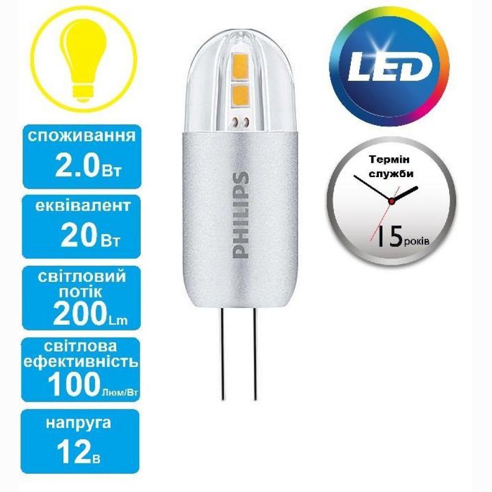 Лампа світлодіодна Philips LEDcapsuleLV G4 2.2-20W 12 V 830 CorePro Тепло-білий